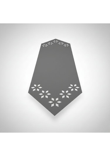 1 Adet Deri Runner-40x140 Cm-çiçek Desenli Runner Gri