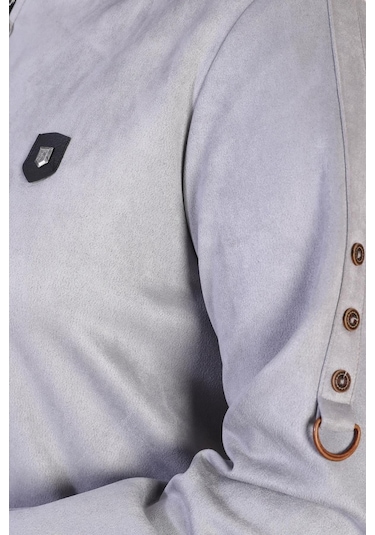 Kadın Büyük Beden Armalı Kapşonlu Kısa Diz Boy Tesettur Süet Pardesü