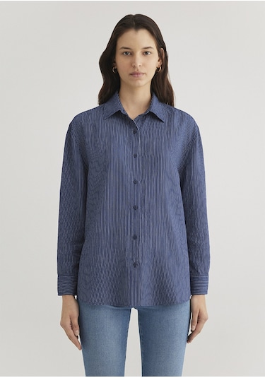 Mavi - Çizgili Lacivert Gömlek 1210683-80736 Lacivert