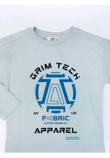 Çikoby Erkek Çocuk Grim Tech Yazılı İnce Uzun Kollu Pamuklu Tshirt-14867 Gri