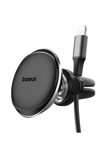 Baseus Magsafe Araç Telefon Tutucu Kablo Klipsli Havalandırma Versiyon - Siyah Parlak Siyah