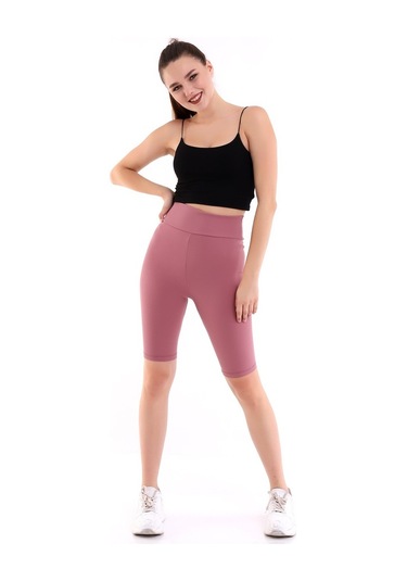Self Clothing Kadın Gül Kurusu Yüksek Bel Fitilli Dayanıklı Örme Kumaş Toparlay (548212938)