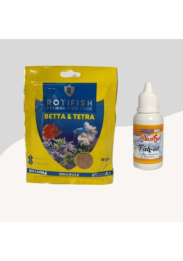 Rotifish Betta Tetra Granül Yem 15gr + Fish Vit Balık Vitamini 50cc