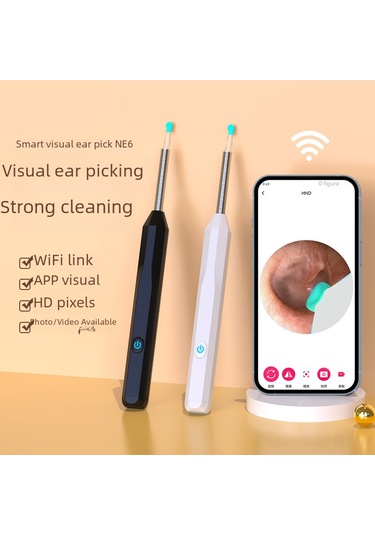 Geeroyoo 2023 Yeni Nesil Ne6 Kablosuz Wifi Endoskopik Kulak Temizleyici, Hd Kameralı Görünür Kulak Kaşığı Ve 8 Parça Aksesuar Seti Siyah