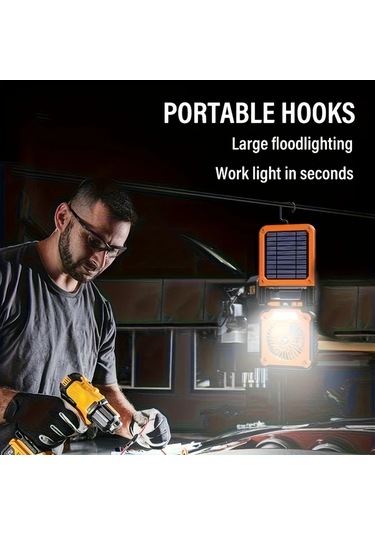 Dashanshop 1 Adet Taşınabilir Güneş Enerjili Şarj Edilebilir Turuncu Usb Fan Led Akıllı Tavan Fanı Kamp Ev Ofis İçin Kablosuz Masa Fanı