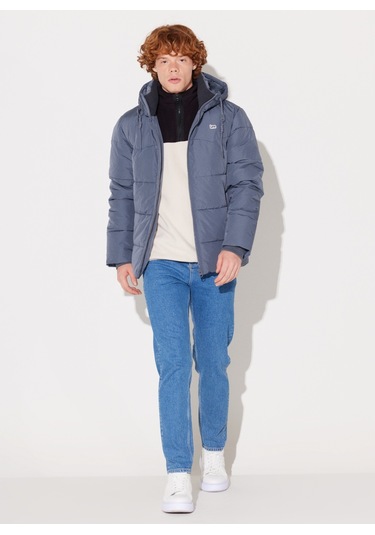 Lee Erkek Kapüşonlu Gri Şişme Mont - L88Bnya66 001