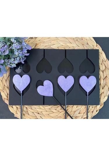8 Li Kalp Lolipop Kalıbı Silikon