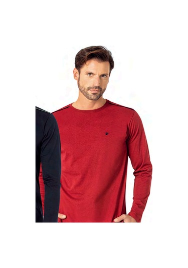 Pierre Cardin 6100 Erkek Uzun Kollu Bisiklet Yaka Pijama Takımı-bordo Bordo