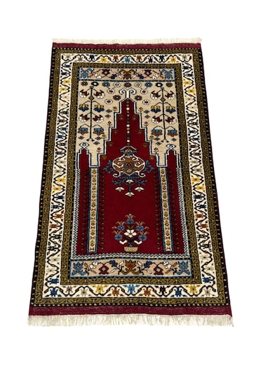 El Dokuma Sıfır Yahyalı Namazlık 80x130 Kök Boya Yün Seccade