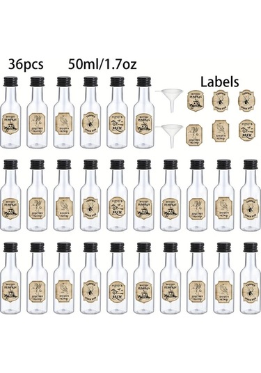 Willowhaven 36 Adet 50ml Mini Plastik Şişe Altın Gümüş Siyah Kapaklı Parti Dekorasyon