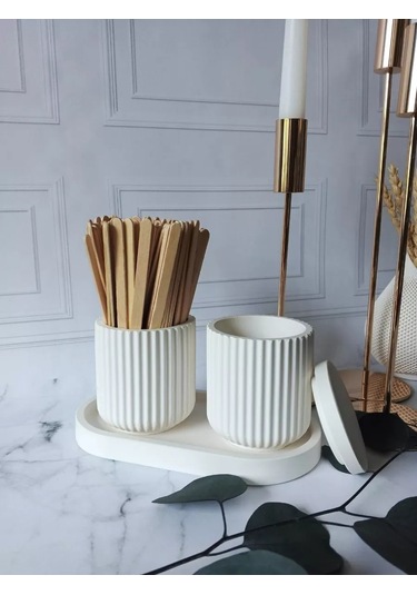 Cre Art Kuru Çiçekler İçin Dekoratif Alçı Set Ev Dekorasyonu İçin Kuru Çiçek Vazosu Alçı Seti 236592464 Beyaz