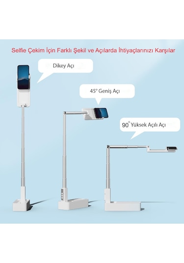 Hymark Canlı Yayın Braketi Çok Fonksiyonlu Led Işıklı 360 Derece