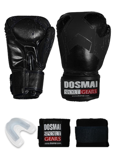 Dosmai Lykia Boks Eldiveni Boks Dişlik Boks Bandaj Set Siyah 12oz Siyah