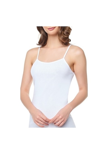 6 Adet Kadın Atlet Ip Askılı Ince Beyaz %100 Pamuk Bayan Atleti