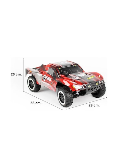 Remo 1022 1/10 Ölçek, 4wd Off Road Short Course 9emu Fırçalı Çift Motorlu, Kırmızı Kaportalı, Rc Model Araç