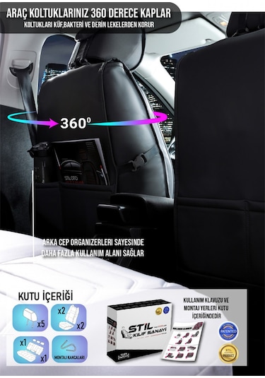 Volkswagen T-roc Lüx Deri Oto Koltuk Kılıfı Ön Arka Takım Antalya Serisi Füme