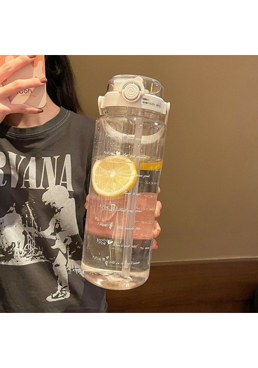 Mufunye Sıcak Dayanıklı 1500ml Beyaz Şeffaf Spor Su Böceği, Outdoor Aktivite Ve Fitness İçin Pipetli Büyük Kapasiteli Su Fincanı Toptan Satış Beyaz