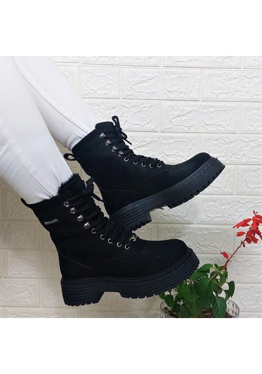 Pierre Cardin 52418 Siyah Süet İçi Kürklü Kaymaz Bayan Bot 001