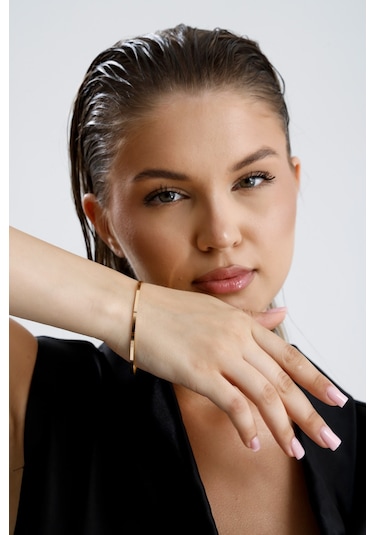 14 Ayar Altın Kibrit Çöpü Bilezik - 7 Gram / Beyaz