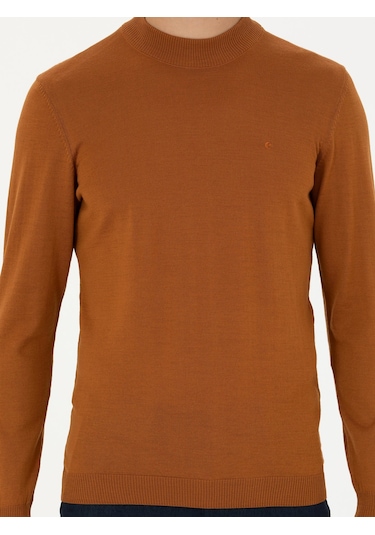 Cacharel Tarçın Slim Fit Çeyrek Balıkçı Yaka Triko Kazak Turuncu