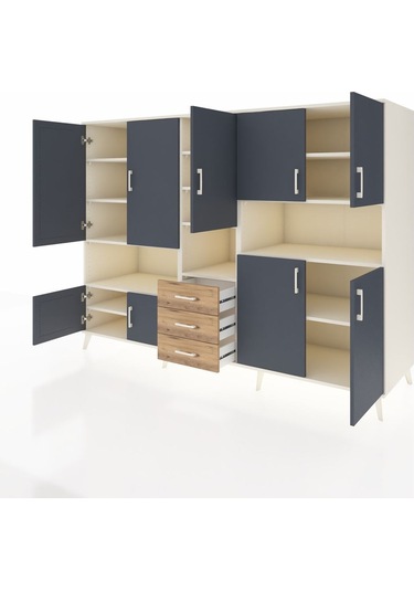 Kronos Dolap 13 Raflı 3 Çekmeceli 9 Kapaklı 220x59x163 Aytaşı-ant Aytaşı-antrasit/çam