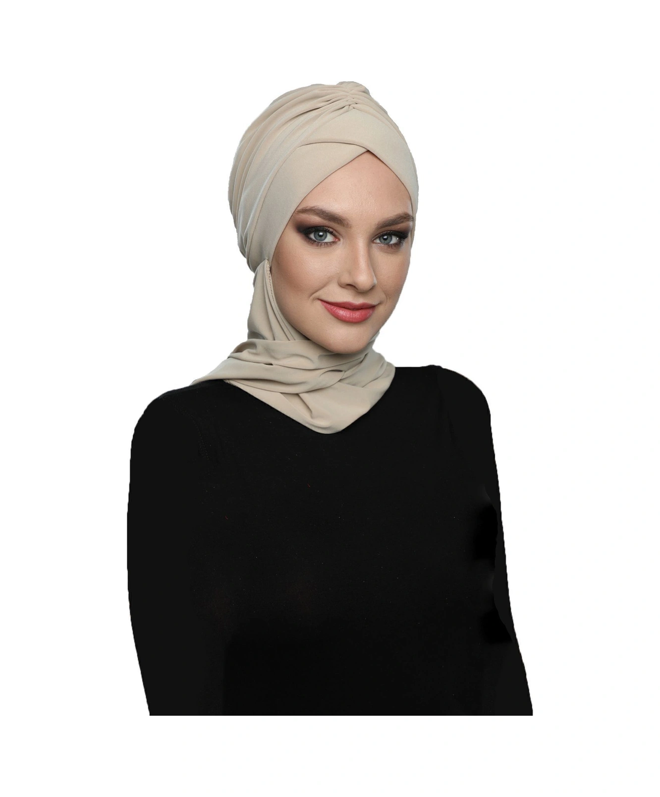 Kardelen Atkılı Astarlı Bej Hazır Türban Tesettür Havuz Ve Dış Bone Bej