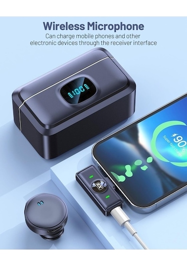 Didadodo Bosphorusboutique Yaka Yaka Mini Mikrofonu, Kablosuz Mikrofon, Profesyonel Ses Ekipmanı Tm, Manyetik Led Ekranlı