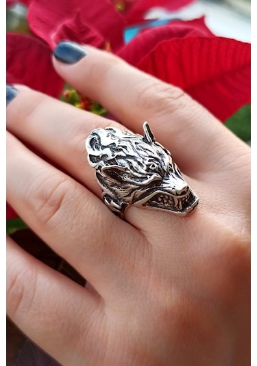 Antik Gümüş Kaplama Göktürkçe Türk Yazılı Ayarlanabilir Bozkurt Y - 511441904