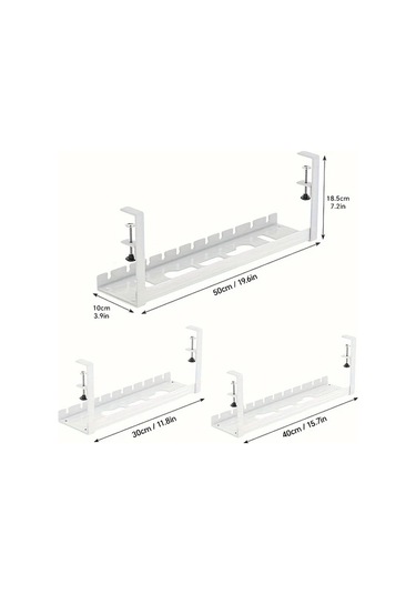 Xuweiwei 1 Adet Beyaz 30cm Masa Altı Kablo Tepsisi Deliksiz Çelik Kablo Organizatörü Ev Depolama Beyaz
