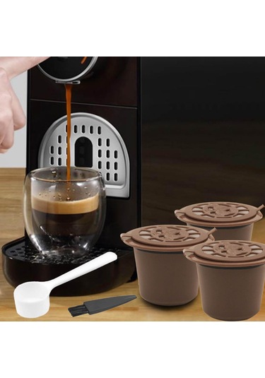 Suntek Yeniden Kullanılabilir Kahve Kapsülleri Ve Cafe Bar Style B Brown Için Kaşık Kahve Gereçleri
