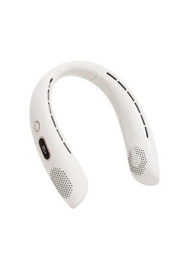 Relaxed Dijital Göstergeli Taşınabilir Küçük Usb Şarjı Yapraksız Asılı Boyun Fanı Beyaz 4000 Mah