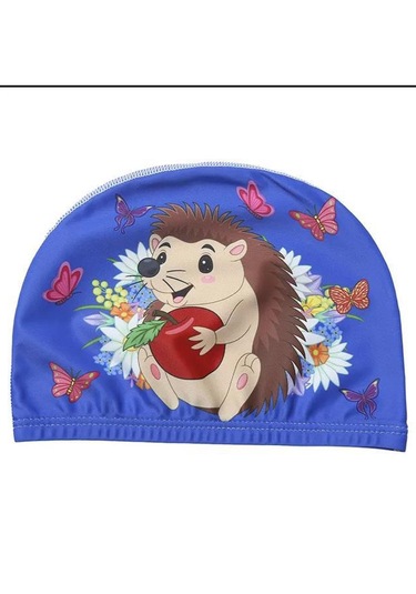 Çocuklar İçin Mavi Kirpi Deniz Havuz Bonesi, Likralı Bez Bone Yüz Mavi