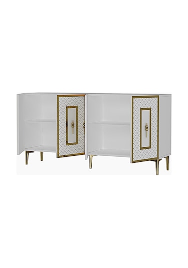 Ka1510bg Puma Konsol, Tv Sehpası Beyaz-gold 150cm Beyaz-gold