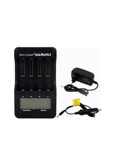 Dancemonkey Liitokala Lii-500 4 Yuvalı Pil Şarj Cihazı + 2a Adaptör + Araç Şarj Cihazı Siyah Abd Tak