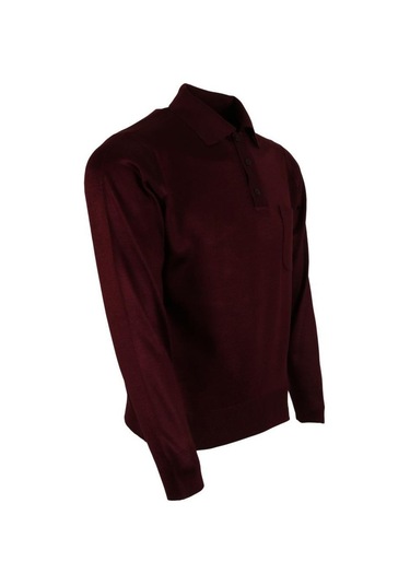 Erkek Bordo Kazak Polo Yaka Yünlü Klasik Normal Kesim Rar00653