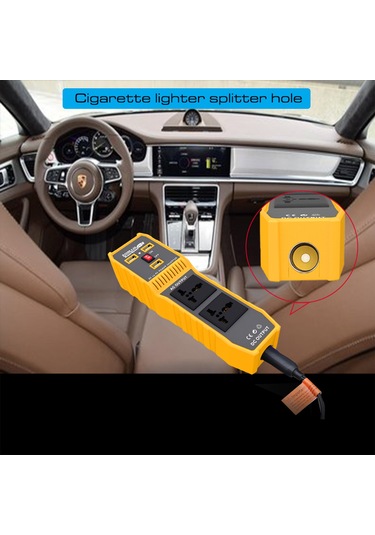 Samdoo 12v'den 220v'ye Araç İçin Inverter 200w Sabit 400w Tepe Gücü 3 Usb + 2 Ac Çıkışı Hızlı Şarj + Soğutma Fanı + Çoklu Koruma