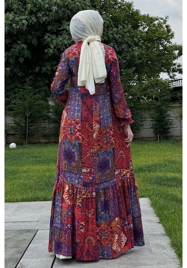 Rabia Şamlı Nehir Elbise Kırmızı Normal