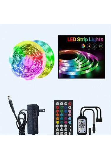 Springsun 15m Rgb Led Işık Şeridi, Müzik Senkronlu Renk Değiştirme, Bluetooth Uygulama + Kumanda Kontrolü, Ev Dekorasyonu Partileri Odalar İçin Renk