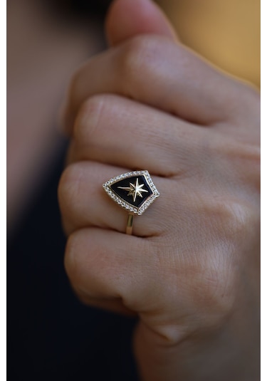 Yenigün Kuyumculuk 14 Ayar Altın Siyah Şovalye Yüzük Yzk26142