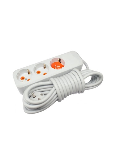 Asel Ara Kablo Topraklı Grup Priz 3'lü 5mt Düz ASL-100