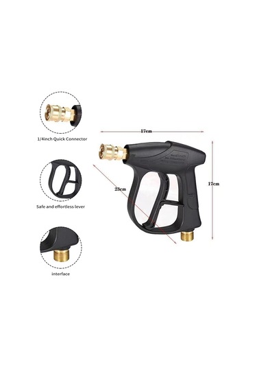 Vkemall Yüksek Basınçlı Yıkama Makinesi - 1l Köpük Flaske + G3 Hızlı Bağlantı Kısa Silah + 5 Renkli Uç Dış İğne M22 İç 14mm