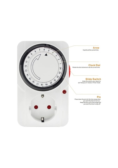 Honeybeeshop Beyaz 24 Saat Mekanik Zamanlayici Akvaryum Hidroponik Evcil Hayvanlar Ev Mutfak 230v 3680w