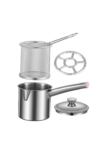 Homyl Fritöz Tencere Net Sepet Kapaklı Üniversal Yağ Stil F