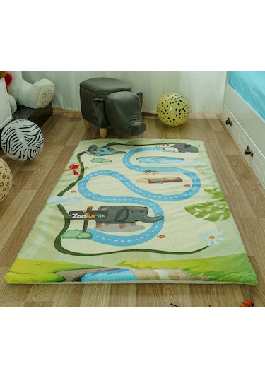 Zooturak Peluş Çocuk Matı Fil Rokka 100cm x 150cm