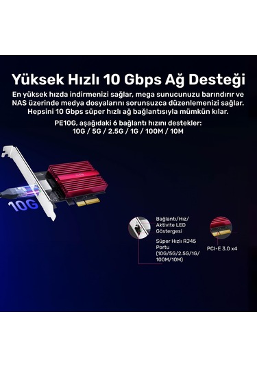 Cudy Pe10g Wol 10.000mbps Multi-gigabit Pcı Ethernet Ağ Kartı