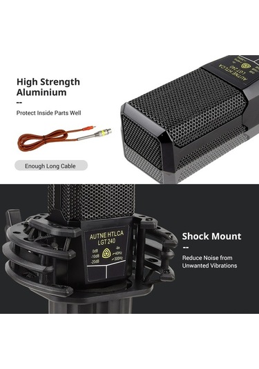 Fortunelane Profesyonel Büyük Zarf Kondansatör Mikrofon - Kaliteli Ses Kaydı, Gaming Ve Canlı Yayın İçin - Şok Emici Ve Kablolu