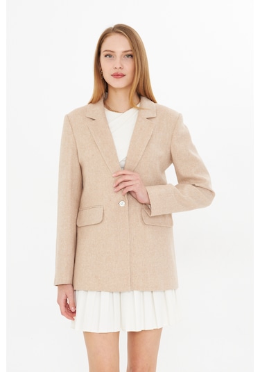 Simli Blazer Ceket Bej