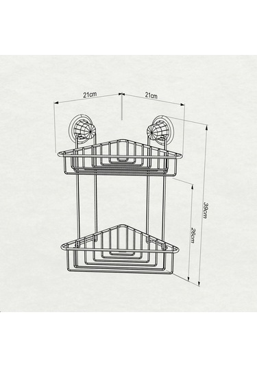 Vakumlu Banyo Köşe Rafı 2 Katlı Siyah S257 Siyah