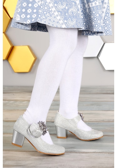 Angelina Günlük Kız Çocuk 4 Cm Topuklu Abiye Ayakkabı Sedef