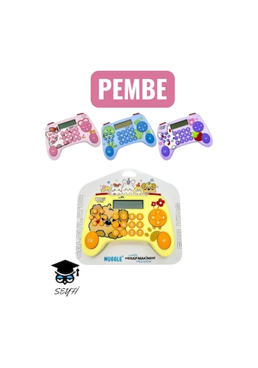 Oyun Konsolu Şekilli Hesap Makinesi Mini 8x11 Cm Pembe Çok Renkli